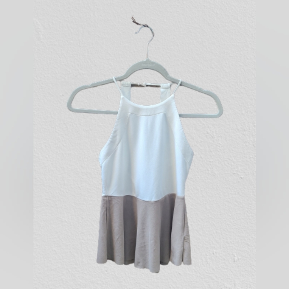 ZARA Open Back Suede Peplum Top